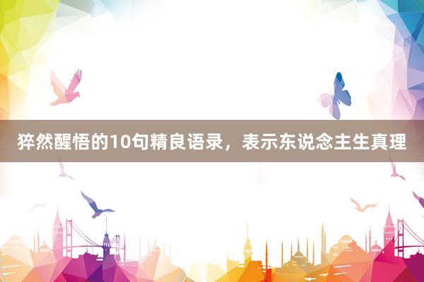 猝然醒悟的10句精良语录，表示东说念主生真理